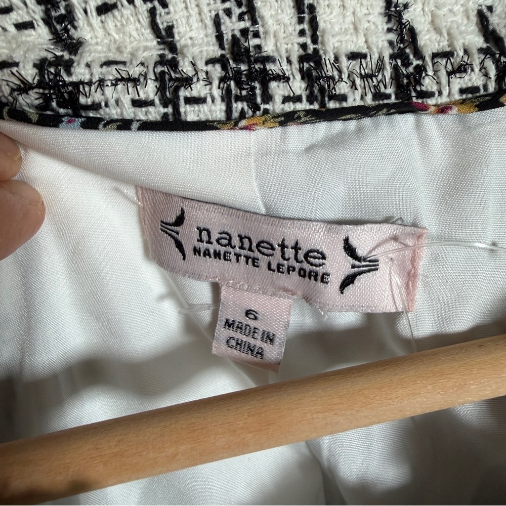 Nanette Lepore Tweed Jacket Quiet Luxury French Girl Chic Sz 6 Windowpane White - Picture 10 of 15